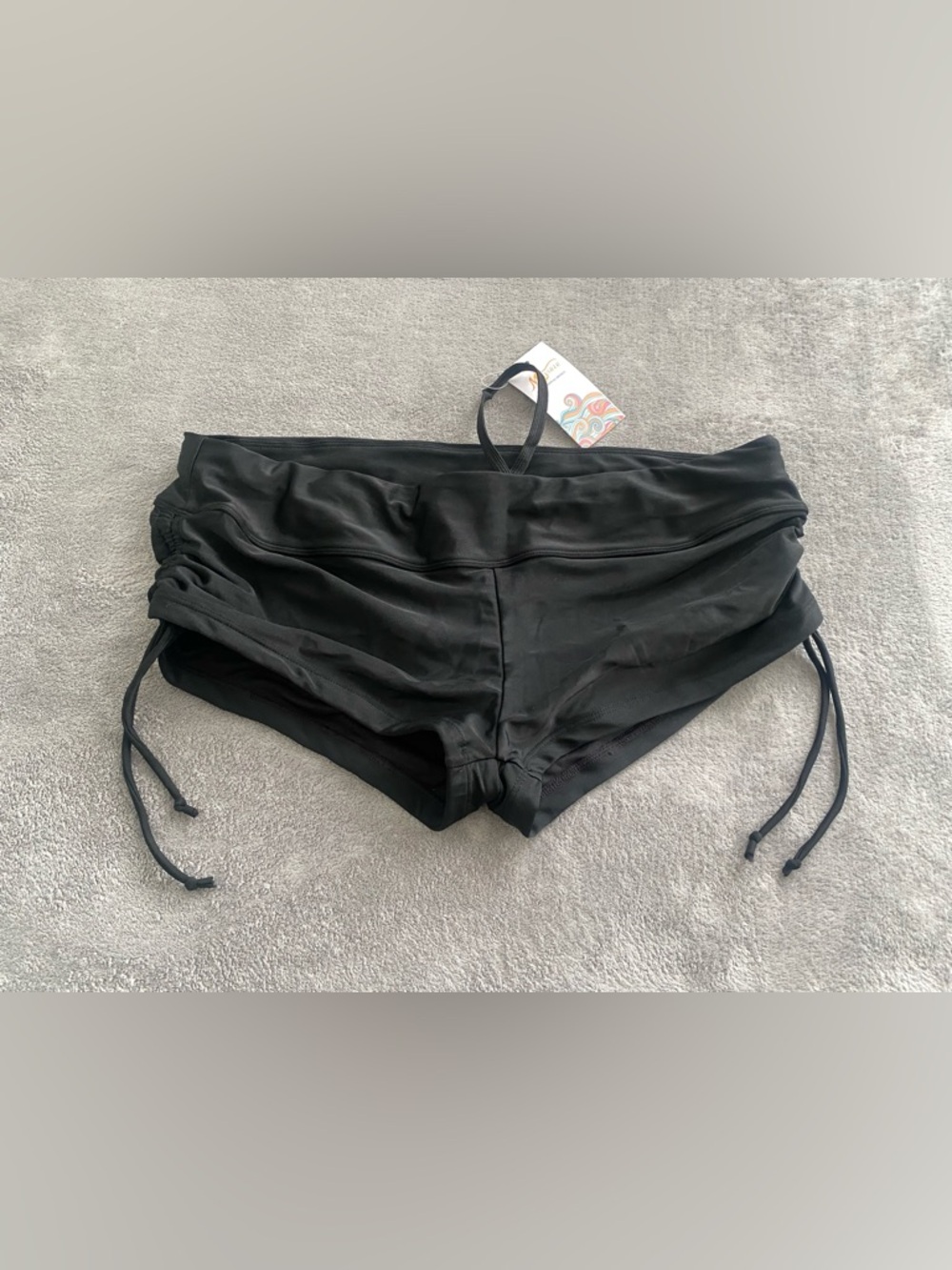 Micosuza Black Ruched Swim Bottom Side Tie 2XL NWT